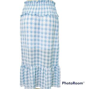 Top Shop Gingham smocked midi skirt NWOT size 4